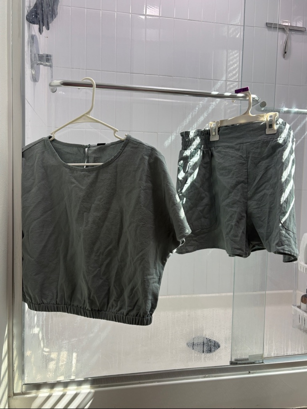 Boxy Cropped Tee in Muted Sage